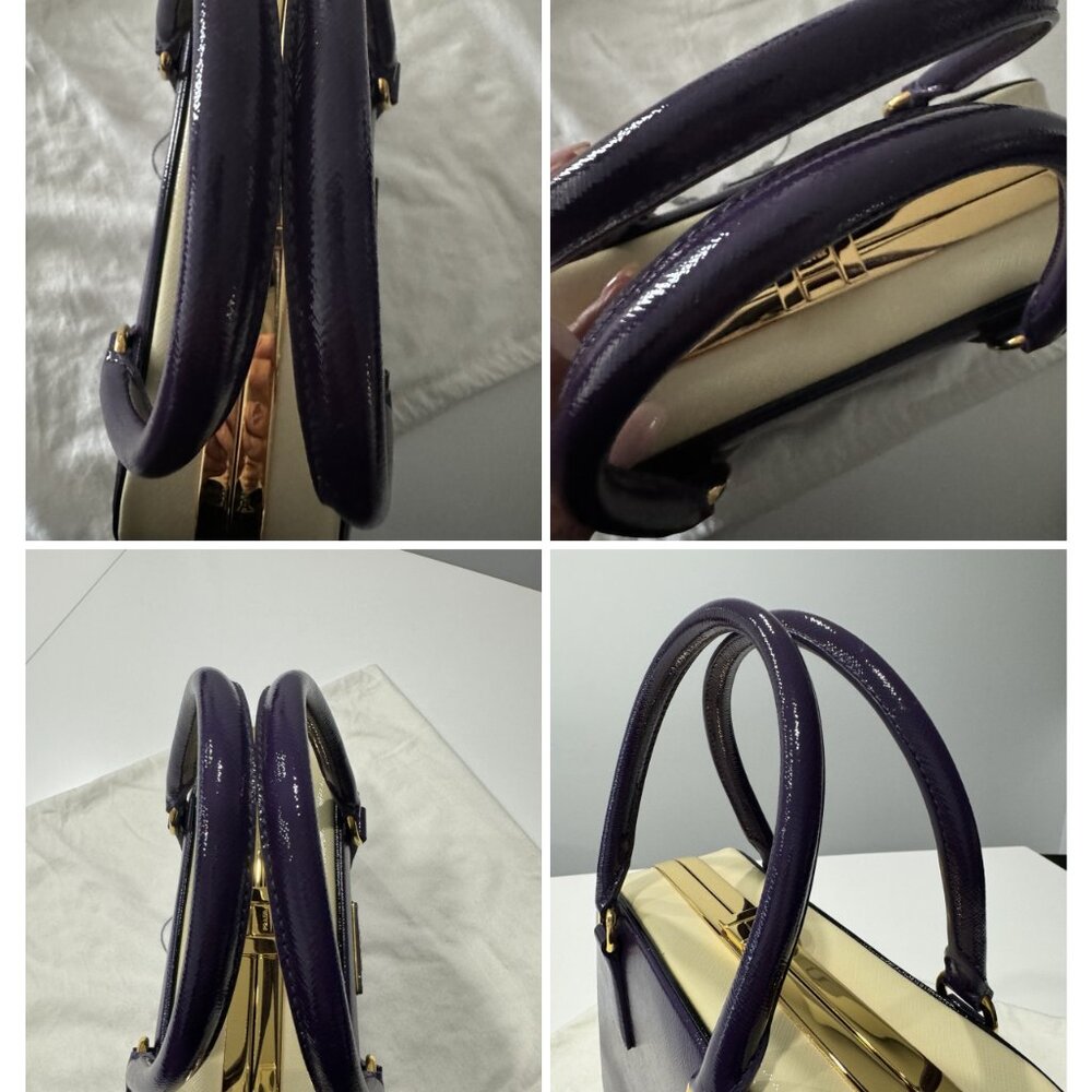 PRADA 100% Authentic  Saffiano Vernice Frame Top Bag - Picture 11 of 17